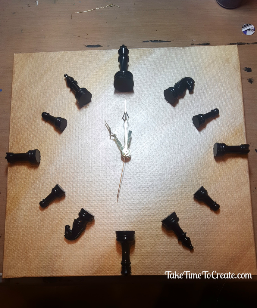 glue chess pieces to DIY chess clock