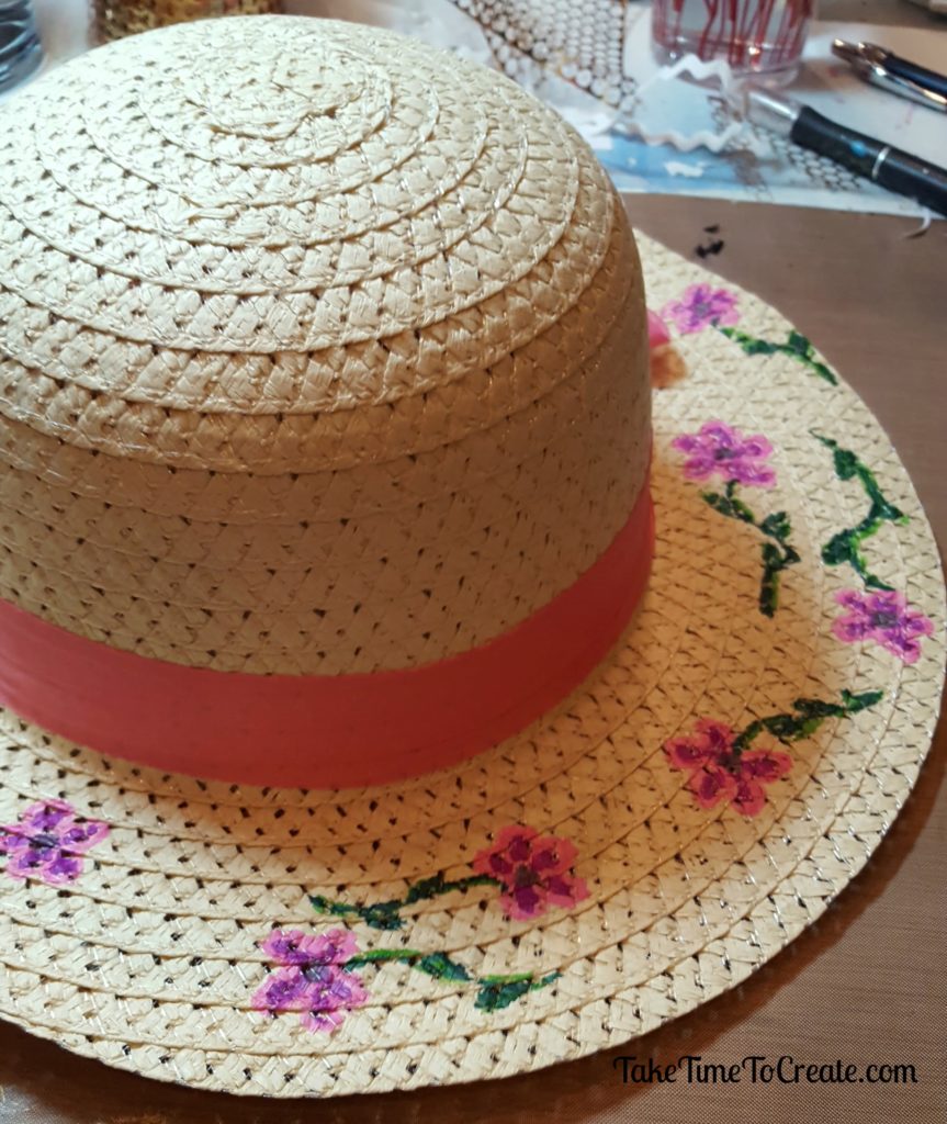 diy straw flower hat