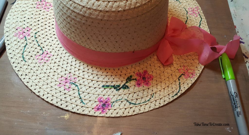 diy straw flower hat