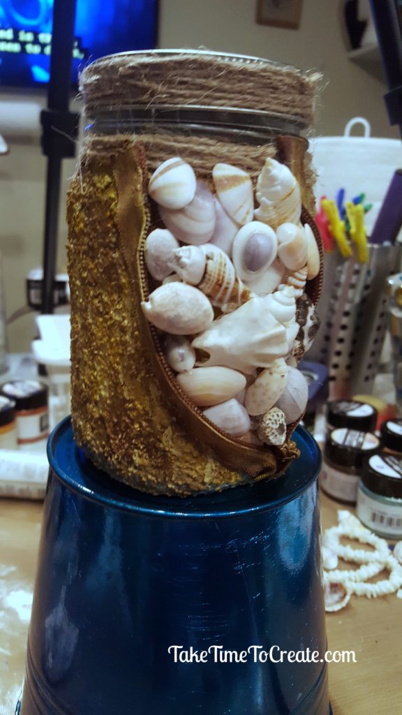 sea shell altered mason jar