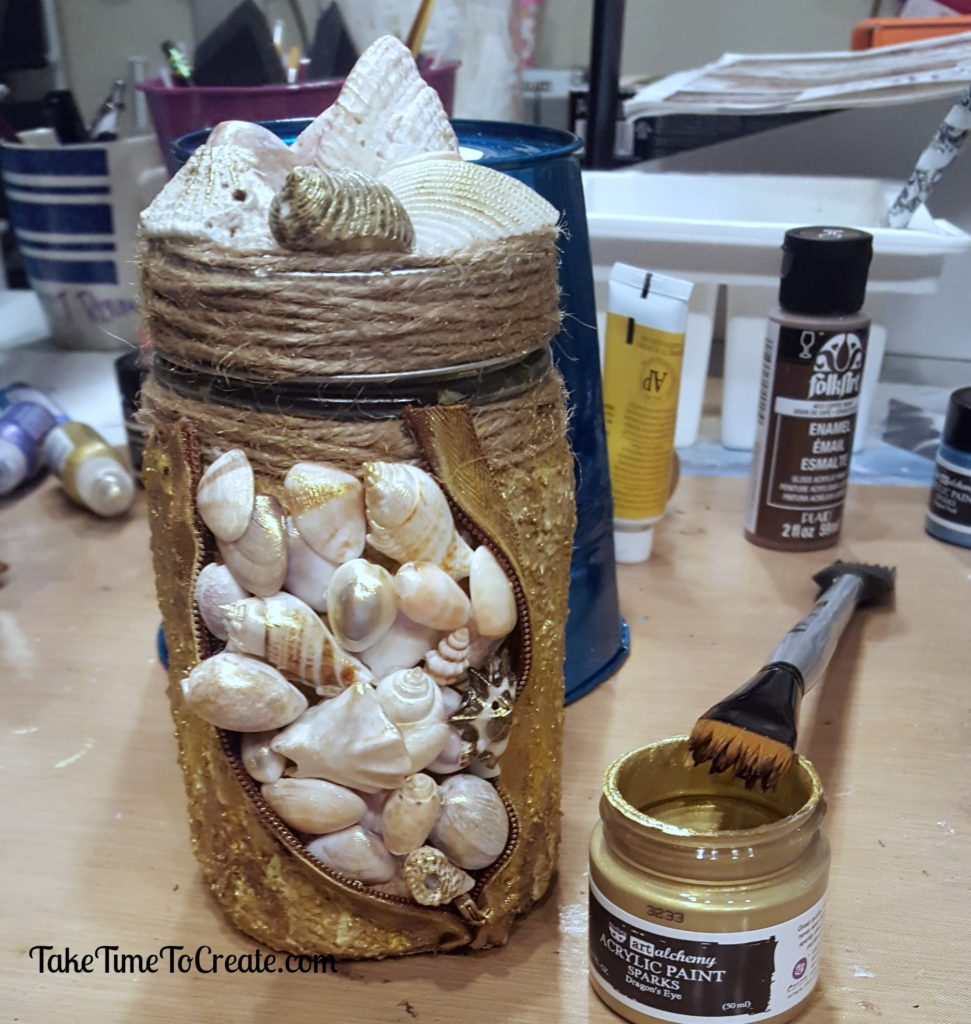 sea shell altered mason jar