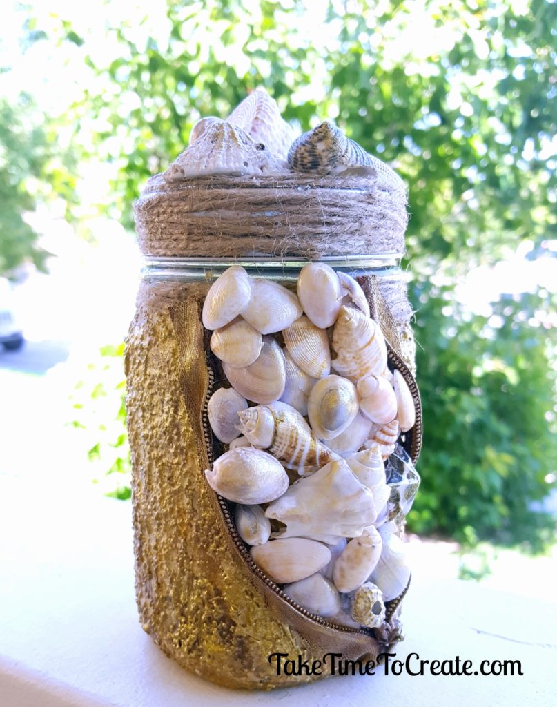 sea shell altered mason jar