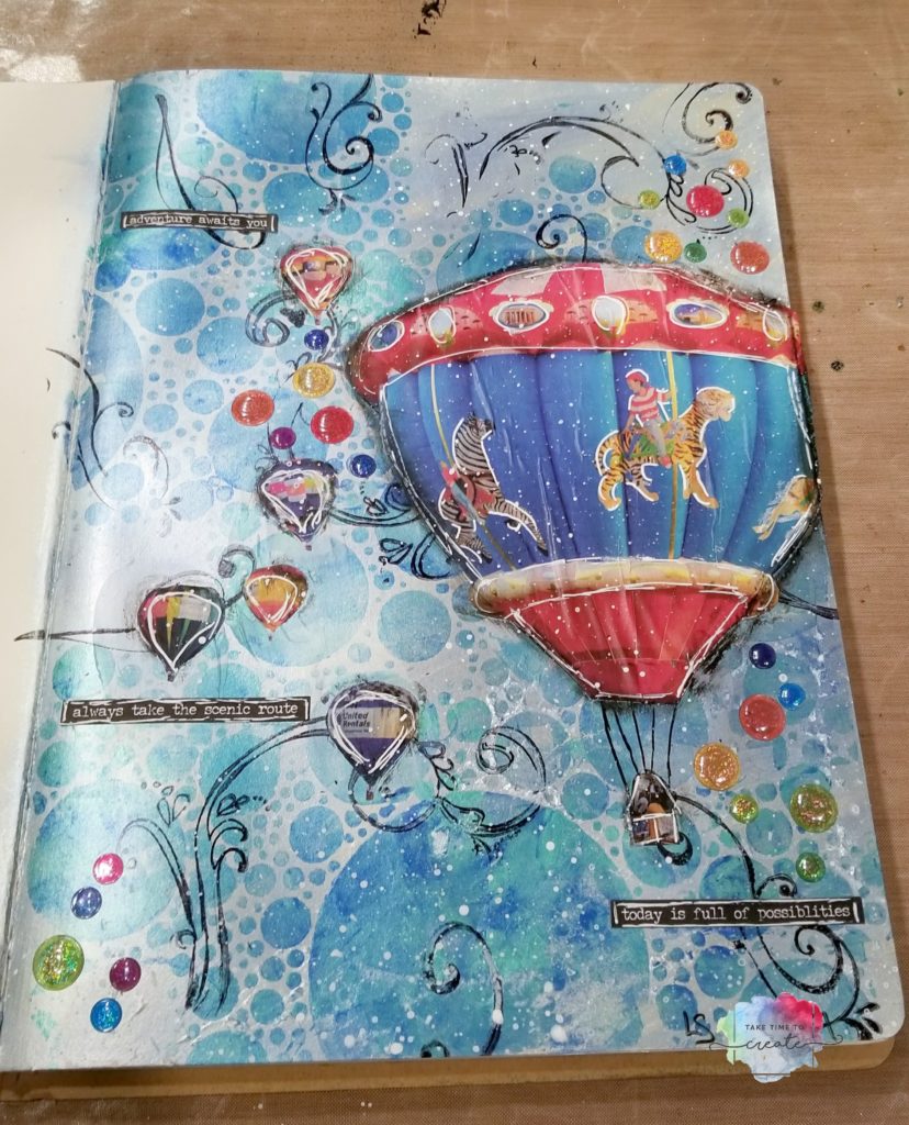 Hot Air Balloon Art journal page