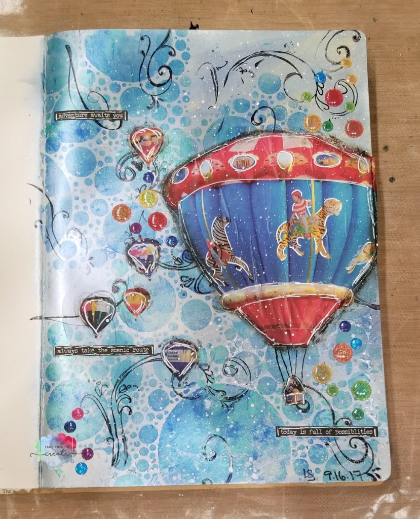 Hot Air Balloon Art journal page