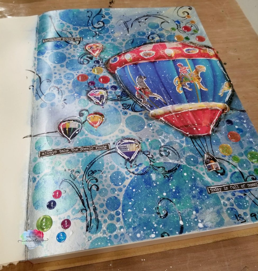 Hot Air Balloon Art journal page