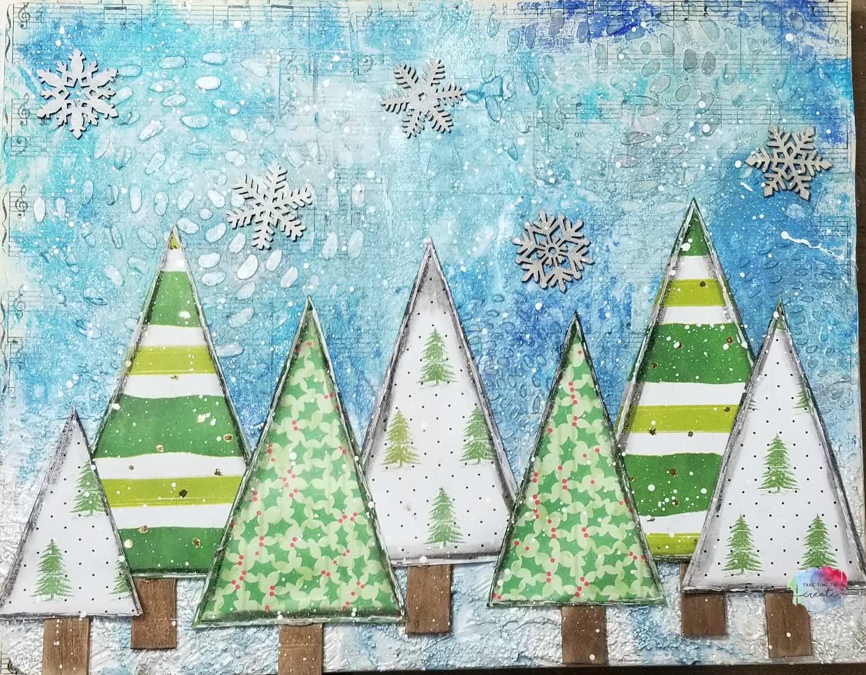 Christmas Tree Mixed Media Collage