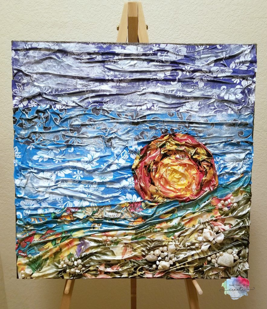 Fabric Beach Landscape Mixed Media Canvas