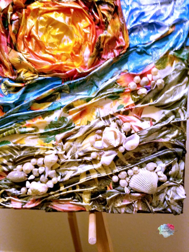 Fabric Beach Landscape Mixed Media Canvas